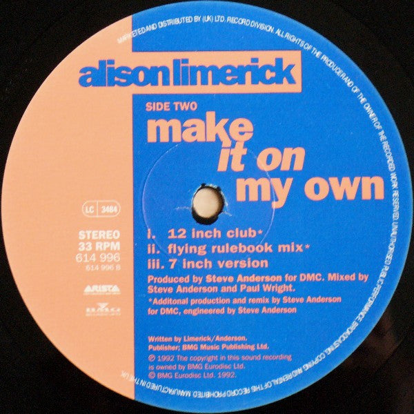 Alison Limerick : Make It On My Own (12", Single)