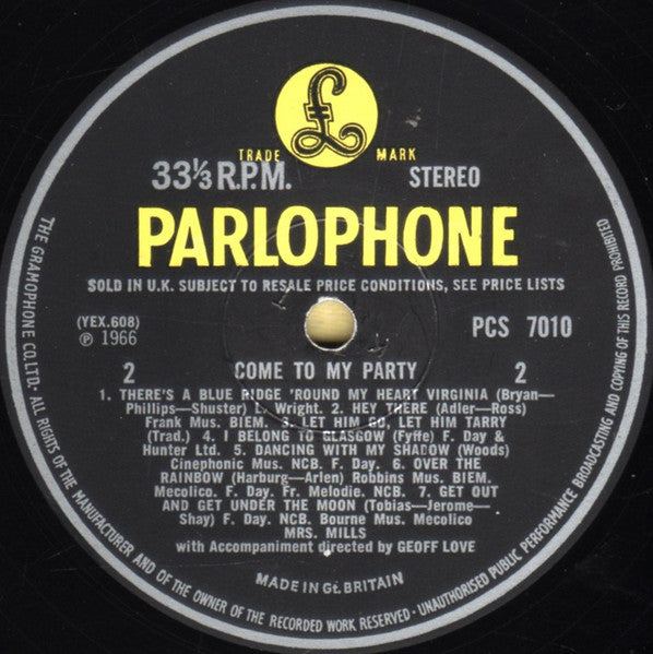 Mrs. Mills : Come To My Party (LP, Album)