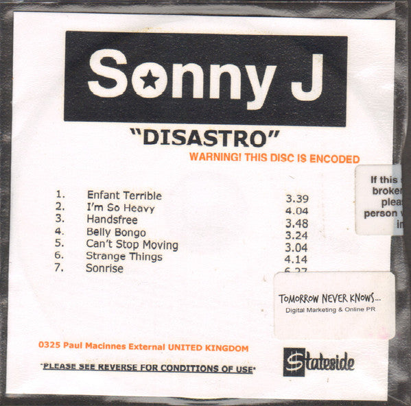 Sonny J : Disastro (CD, Num, Promo, Smplr)