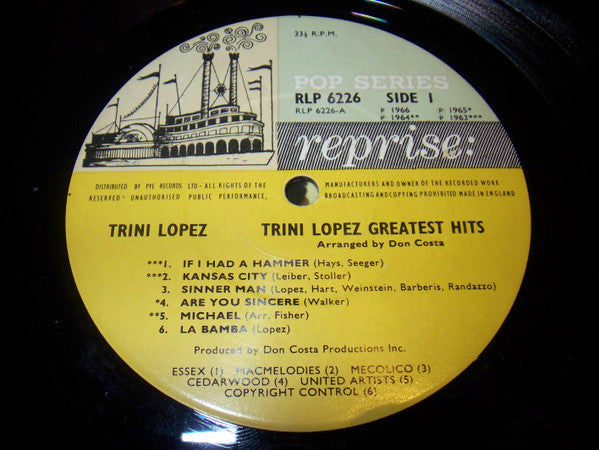 Trini Lopez : Trini Lopez - Greatest Hits ! (LP, Comp, Mono)
