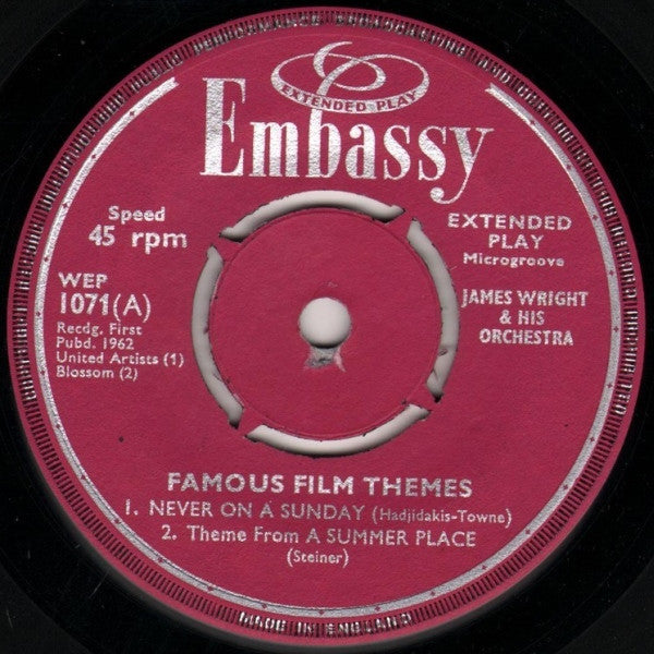 James Wright & His Orchestra : Famous Film Themes (7", EP)