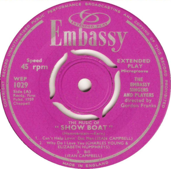 Embassy Singers & Players : The Music Of "Showboat" (7", EP)
