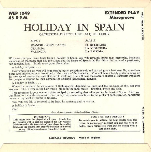 Various : Holiday In Spain (7", EP)