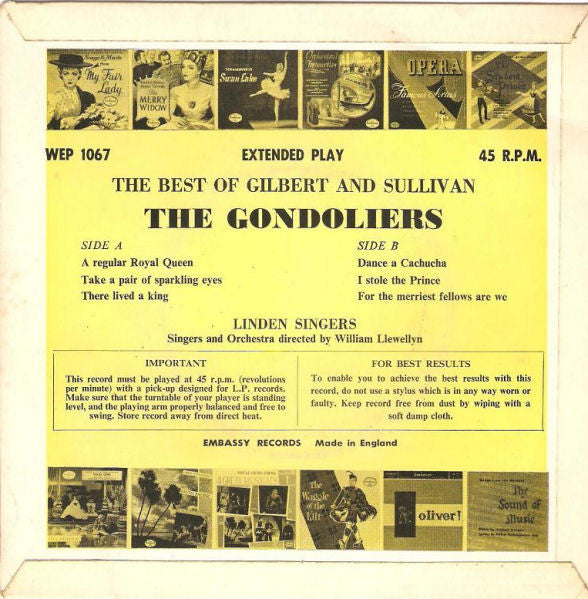 The Linden Singers : The Best Of Gilbert And Sullivan, The Gondoliers (7", EP)