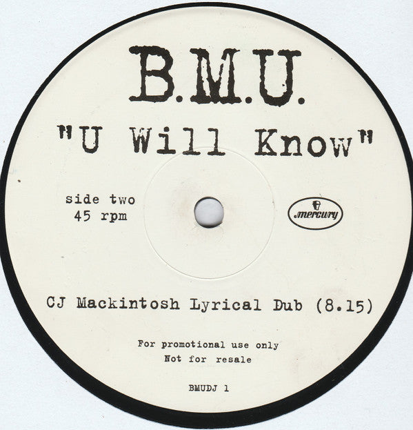 B.M.U. : U Will Know (12", Promo)