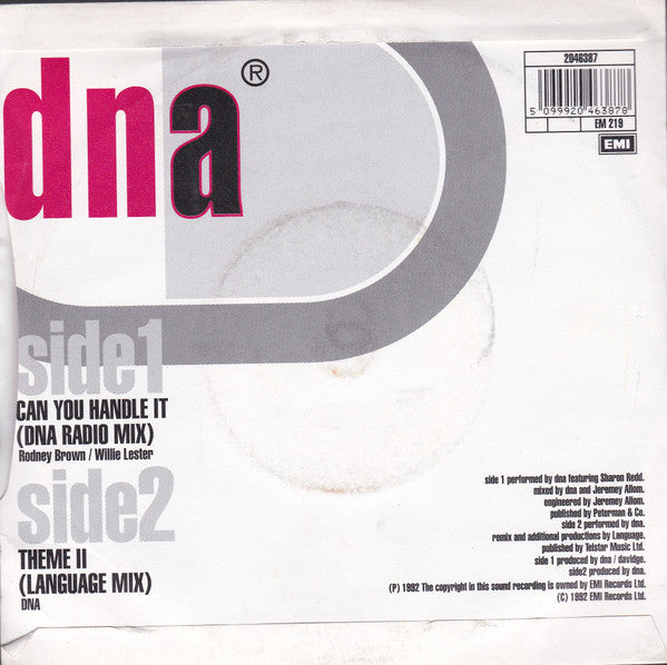 DNA Featuring Sharon Redd : Can You Handle It (7", Single)