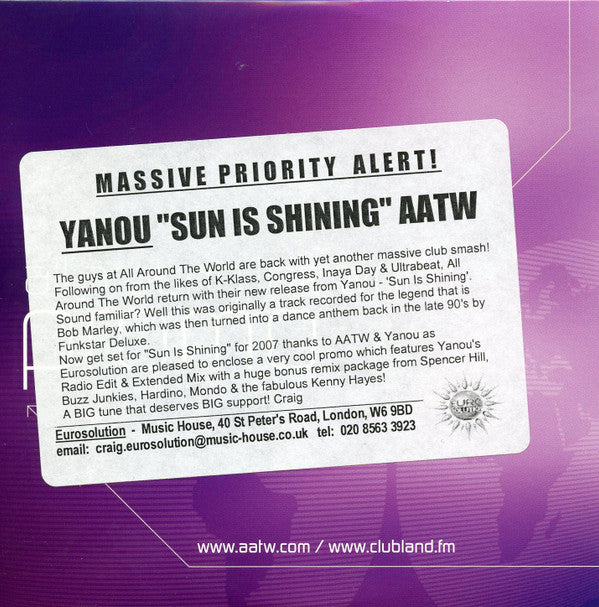 Yanou : Sun Is Shining (CD, Single, Promo)