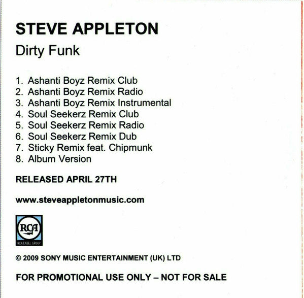 Steve Appleton : Dirty Funk (CDr, Promo)
