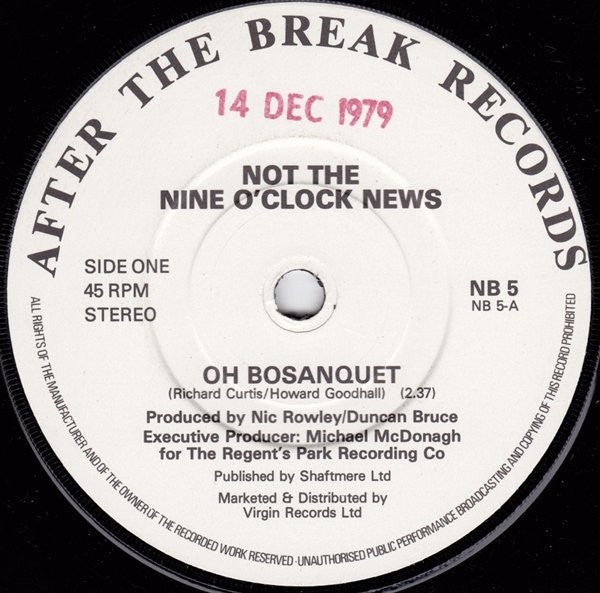 Not The Nine O'Clock News : Oh Bosanquet (7", Single)