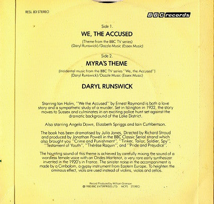 Daryl Runswick : We, The Accused (7", Single)