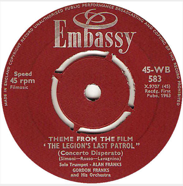 Gordon Franks And His Orchestra : Antony And Cleopatra Theme (7", Single)