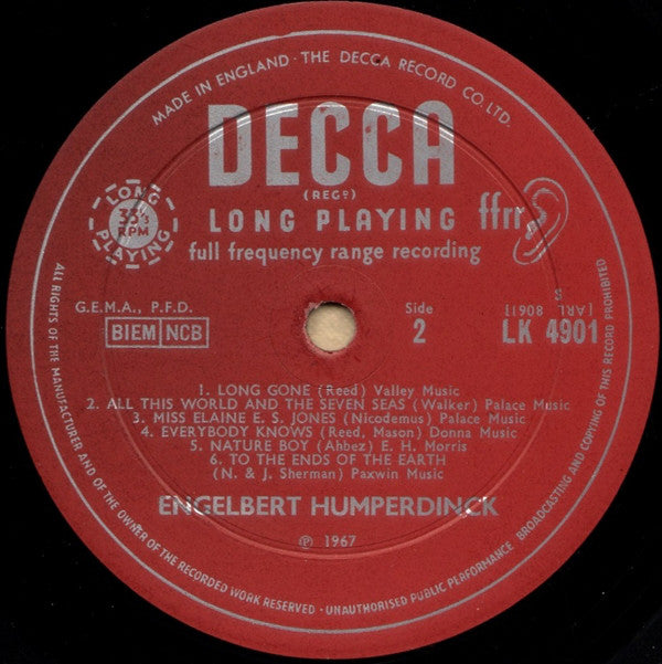 Engelbert Humperdinck : The Last Waltz (LP, Album, Mono)