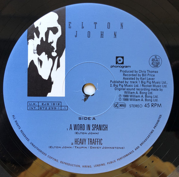 Elton John : A Word In Spanish (12", Single)