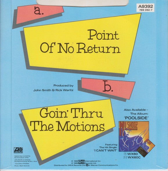 Nu Shooz : Point Of No Return / Goin' Thru The Motions (7", Single)