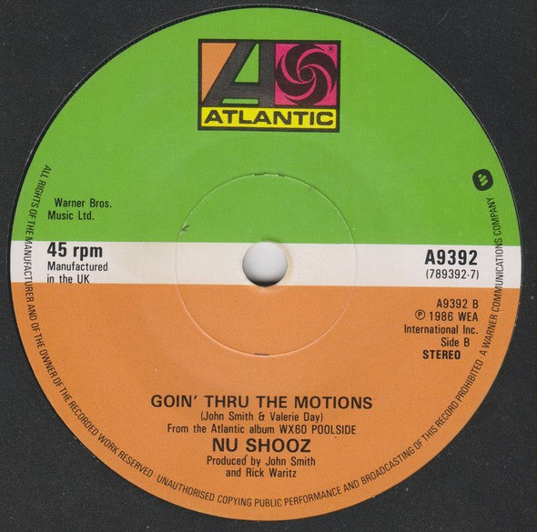 Nu Shooz : Point Of No Return / Goin' Thru The Motions (7", Single)