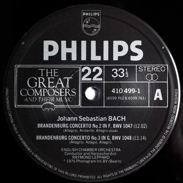 Johann Sebastian Bach / English Chamber Orchestra / Raymond Leppard : Brandenburg Concertos Nos. 2, 3 And 5 (LP, RE)
