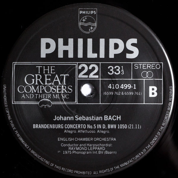 Johann Sebastian Bach / English Chamber Orchestra / Raymond Leppard : Brandenburg Concertos Nos. 2, 3 And 5 (LP, RE)
