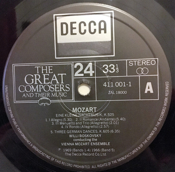 Wolfgang Amadeus Mozart / Wiener Mozart Ensemble / Conducted By Willi Boskovsky : Eine Kleine Nachtmusik K 525, Three German Dances, K. 605 And A Musical Joke, K. 522 (LP, RE)