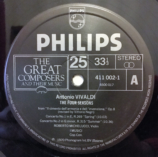 Vivaldi* - I Musici , Soloist Roberto Michelucci : The Four Seasons (LP)