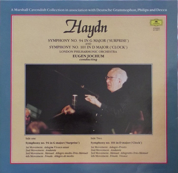 Joseph Haydn - London Philharmonic Orchestra, Eugen Jochum : Symphony No.94 In G Major ('Surprise') And Symphony No. 101 In D Major ('Clock') (LP, Album, RE)
