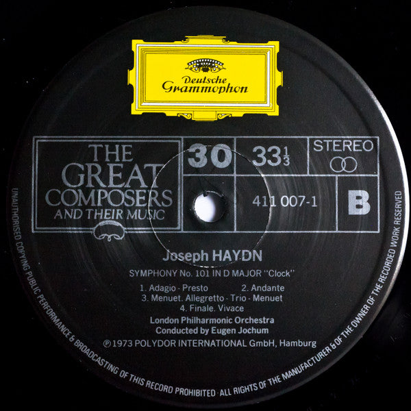 Joseph Haydn - London Philharmonic Orchestra, Eugen Jochum : Symphony No.94 In G Major ('Surprise') And Symphony No. 101 In D Major ('Clock') (LP, Album, RE)