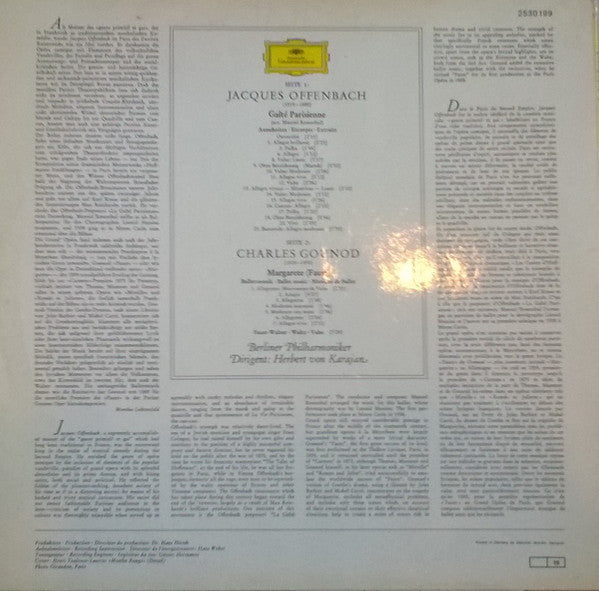 Jacques Offenbach / Charles Gounod - Berliner Philharmoniker • Herbert von Karajan : Gaîté Parisienne (Excerpts) / Ballet Music And Waltz From Faust  (LP)