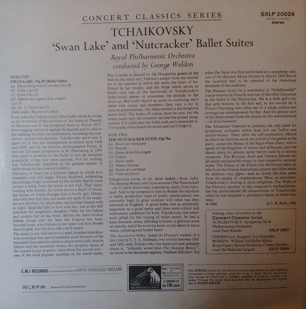 Pyotr Ilyich Tchaikovsky - George Weldon / Royal Philharmonic Orchestra : Nutcracker Suite / Swan Lake (LP)