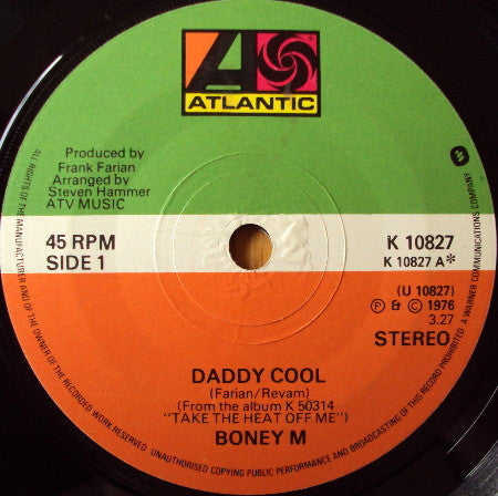 Boney M. : Daddy Cool (7", Single)