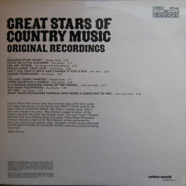 Various : Great Stars Of Country Music (LP, Comp)