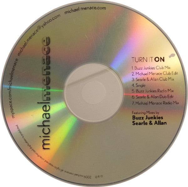 Michael Menace : Turn It On (CDr, Single, Promo)