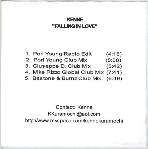 Kenne : Falling In Love (CDr, Single, Promo)