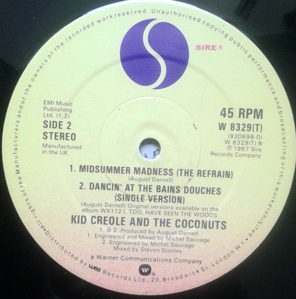 Kid Creole And The Coconuts : Dancin' At The Bains Douches (12")