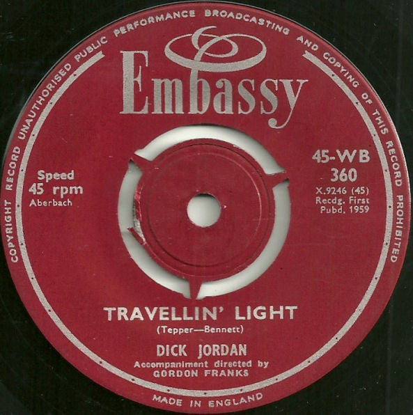 Dick Jordan : Travellin' Light / Mr. Blue (7", Single)