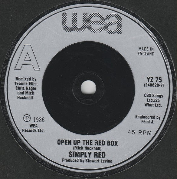 Simply Red : Open Up The Red Box (7", Single, Sil)