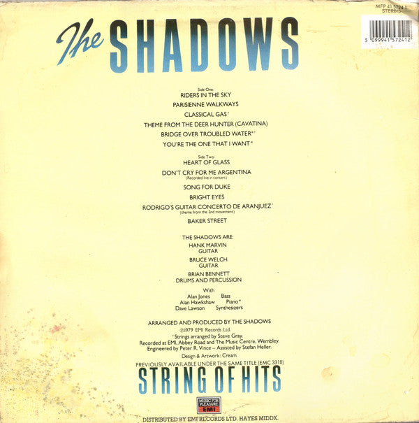 The Shadows : String Of Hits (LP, Album, RE)