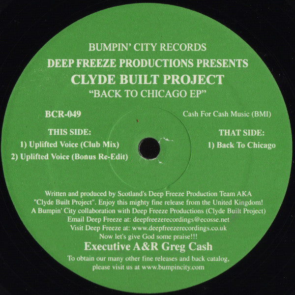 Deep Freeze Productions (2) Presents Clyde Built Project : Back To Chicago EP (12", EP)