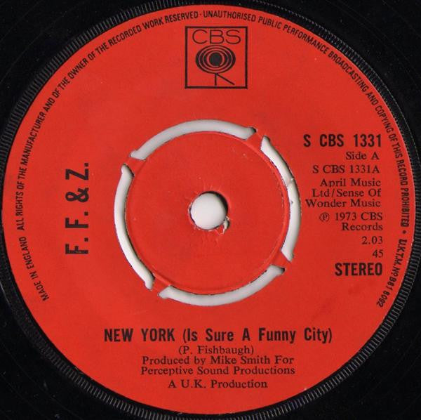 Fishbaugh, Fishbaugh & Zorn : New York (Is Sure A Funny City) / The Whole World Ought To Rock & Roll (7")