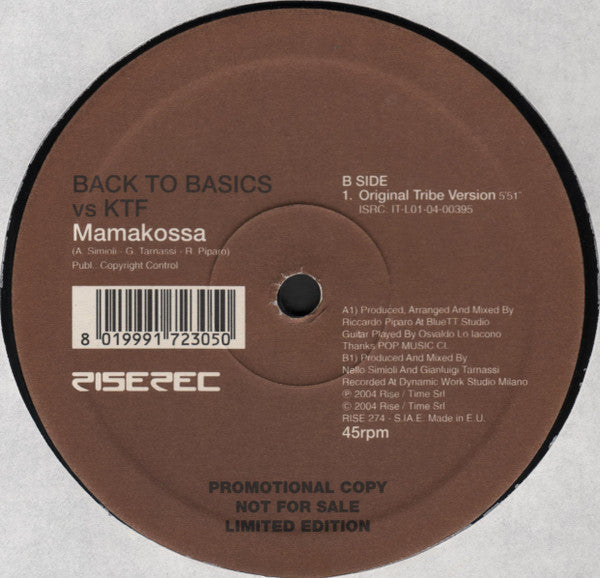 Back To Basics vs. KTF : Mamakossa (12", Ltd, Promo)
