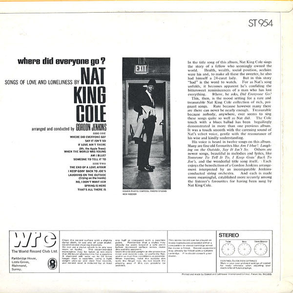 Nat King Cole : Where Did Everyone Go? (LP, Album, Club, RE)