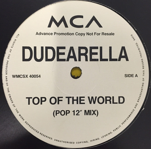 Dudearella : Top Of The World (12", S/Sided, Promo)
