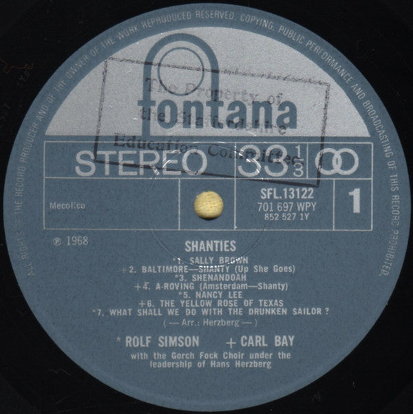 Rolf Simson, Carl Bay : Shanties (LP, Album)