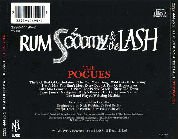 The Pogues : Rum, Sodomy & The Lash (CD, Album, RE)