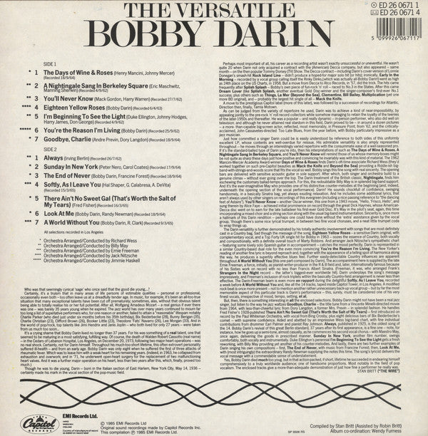 Bobby Darin : The Versatile Bobby Darin (LP, Comp)