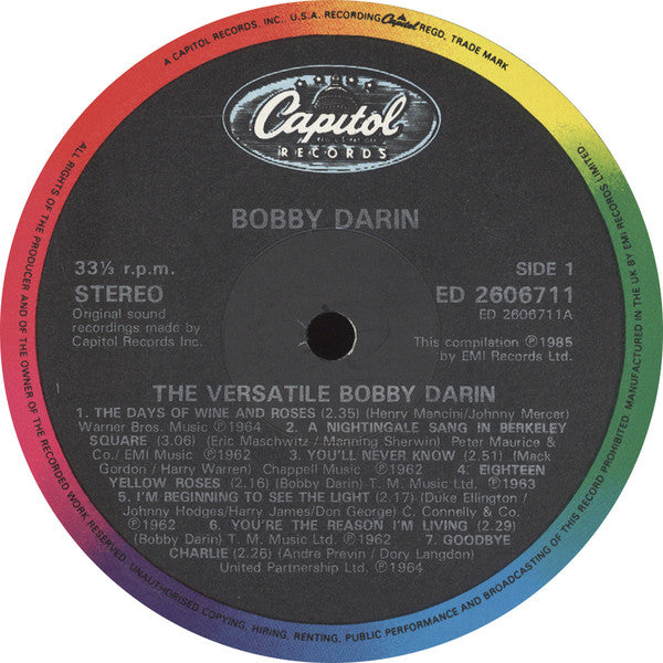 Bobby Darin : The Versatile Bobby Darin (LP, Comp)