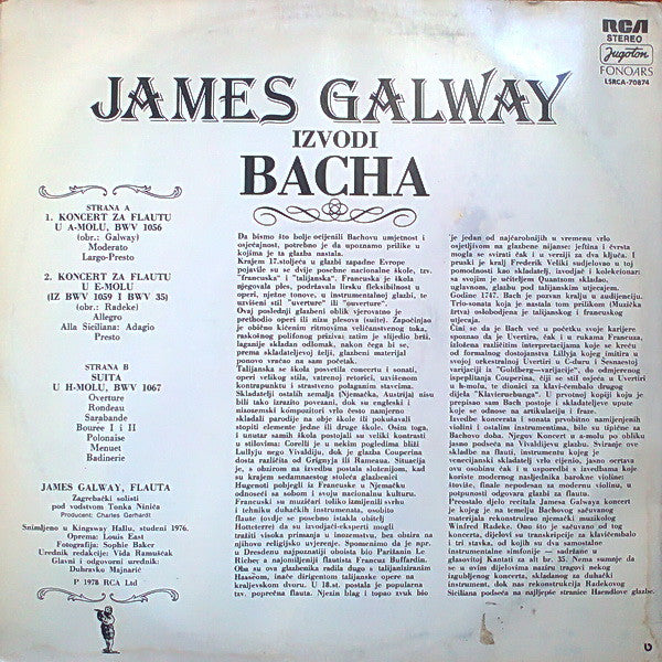 James Galway : James Galway Plays Bach (LP, Album)