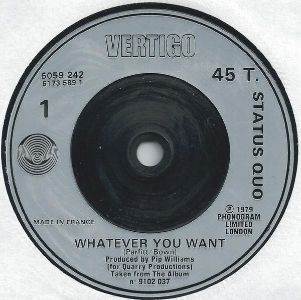 Status Quo : Whatever You Want (7", Single, Con)