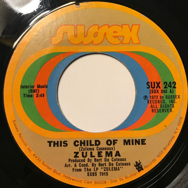 Zulema : This Child Of Mine (7", Promo)