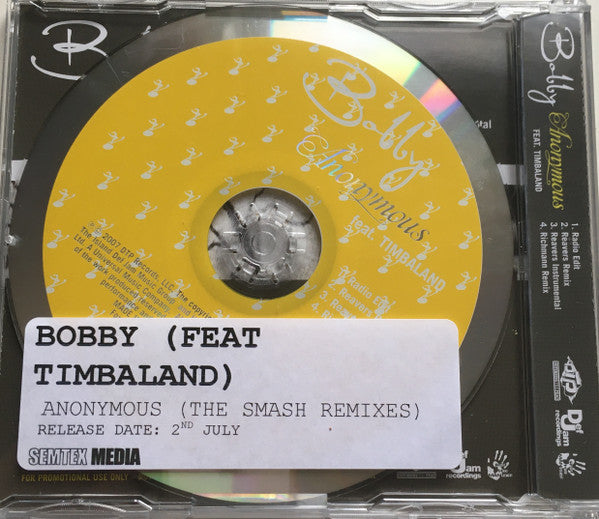 Bobby Valentino (2) Feat. Timbaland : Anonymous (CD, Single, Promo)