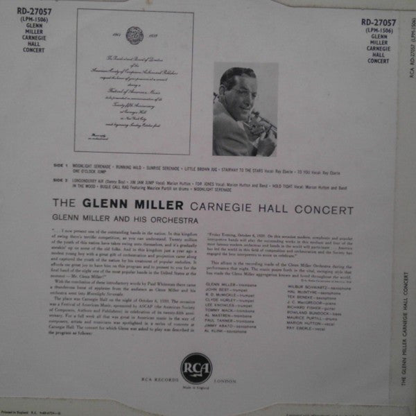 Glenn Miller And His Orchestra : The Glenn Miller Carnegie Hall Concert (LP, Mono)
