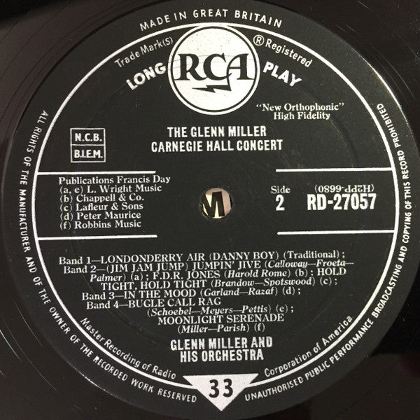 Glenn Miller And His Orchestra : The Glenn Miller Carnegie Hall Concert (LP, Mono)